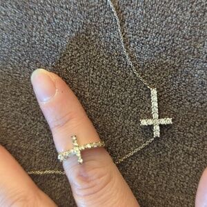 Cross ring and necklace set